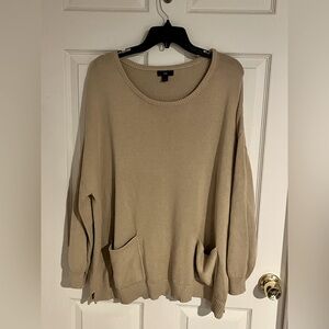 Ellos Pullover Pocket Sweater Tunic, Tan Size 1X 22–24